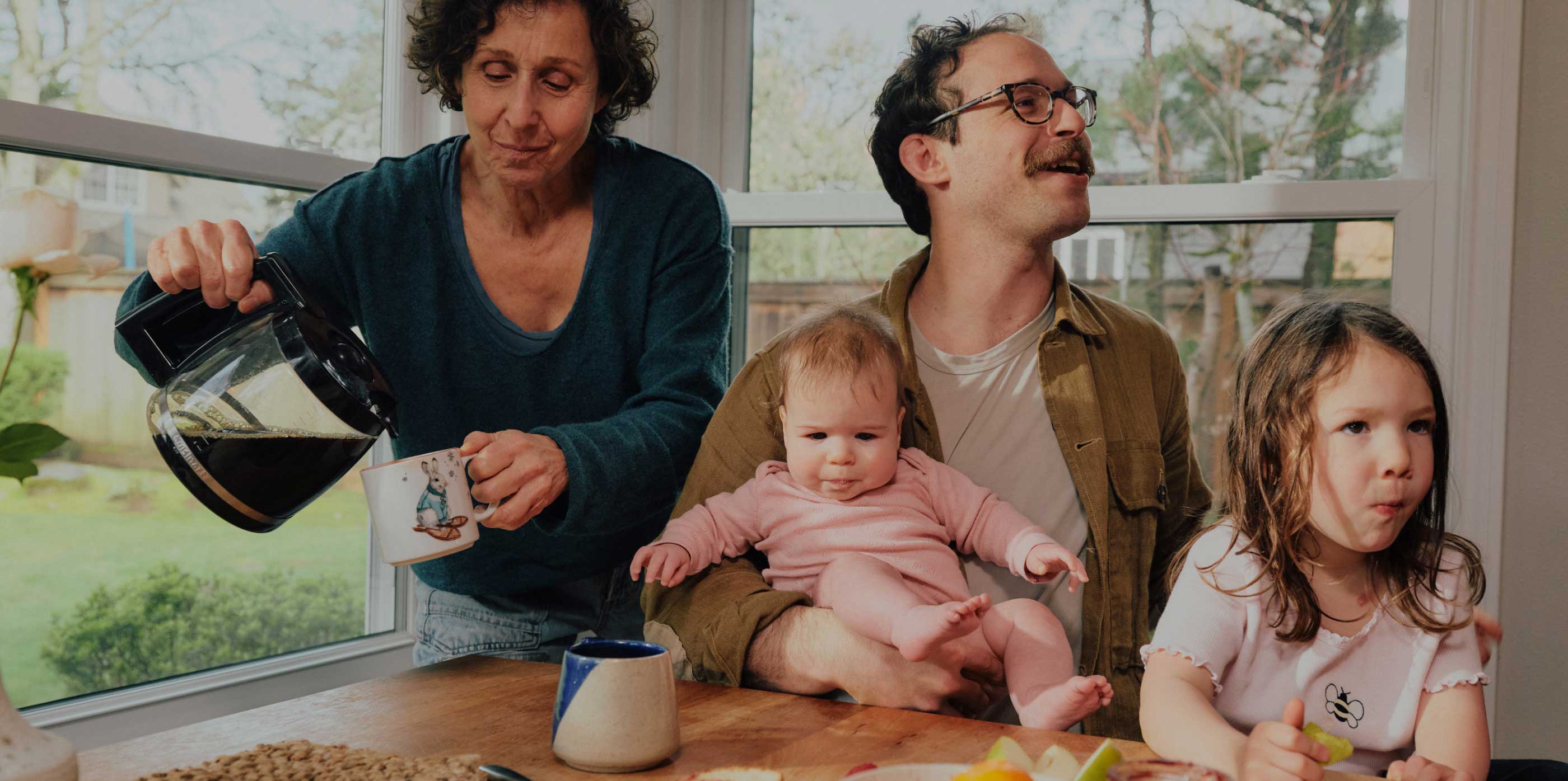 Family in a kitchen at home