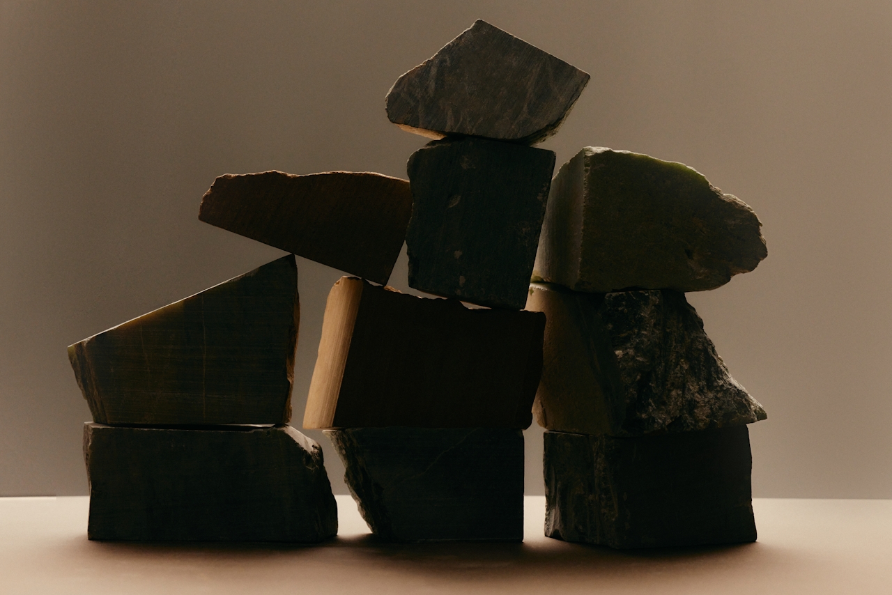 Varied stone blocks of different shapes balanced into one stack